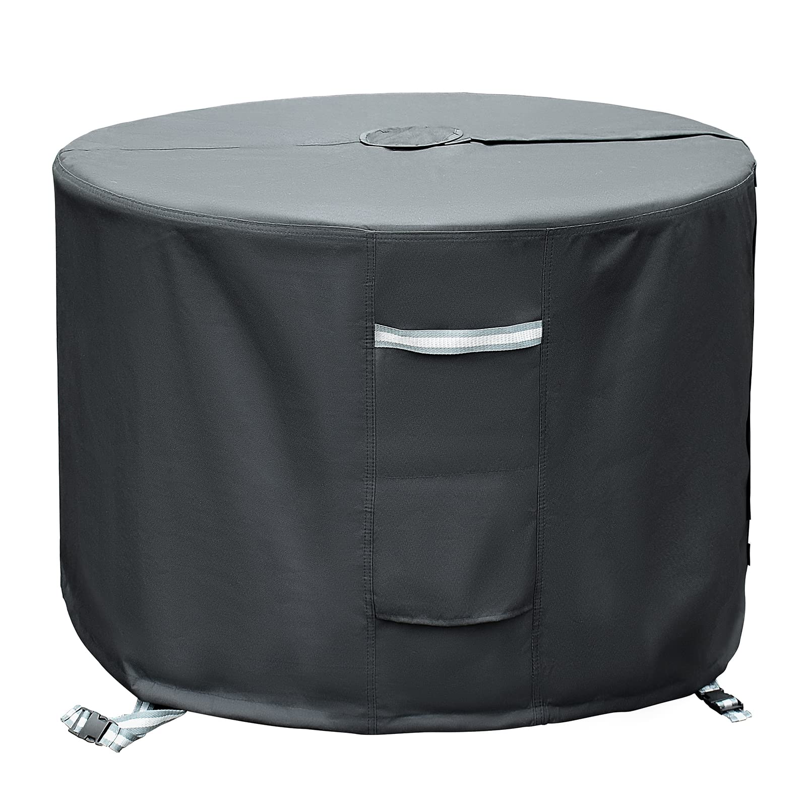 TOHONFOO Round Patio Table Cover, Heavy Duty Waterproof 600D Oxford, 36"DIA x 23"H, Black, with Umbrella Hole, Model PTC36R