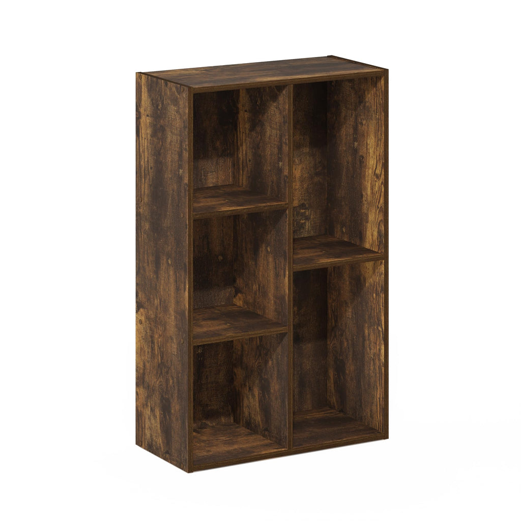 Furinno Luder 5-Cube No Tool Assembly Open Shelf, Amber Pine