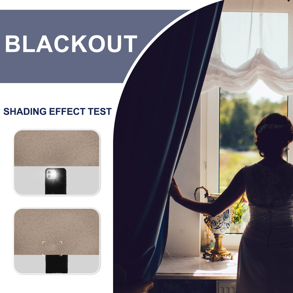 Jiuzhen Blackout Curtains For Bedroom - Thermal Insulated Room Darkening Rod Pocket Curtains For Living Room, Set Of 2 Panels With Tiebacks, 52 X 90 Inch Length, Camel