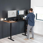 Vivo Electric 71 X 30 Inch Rustic Standing Desk Workstation, Memory Controller Height Adjustment, 1B Series, Black And Vintage Brown Top, Black Frame, Desk-Kit-1B7Bn