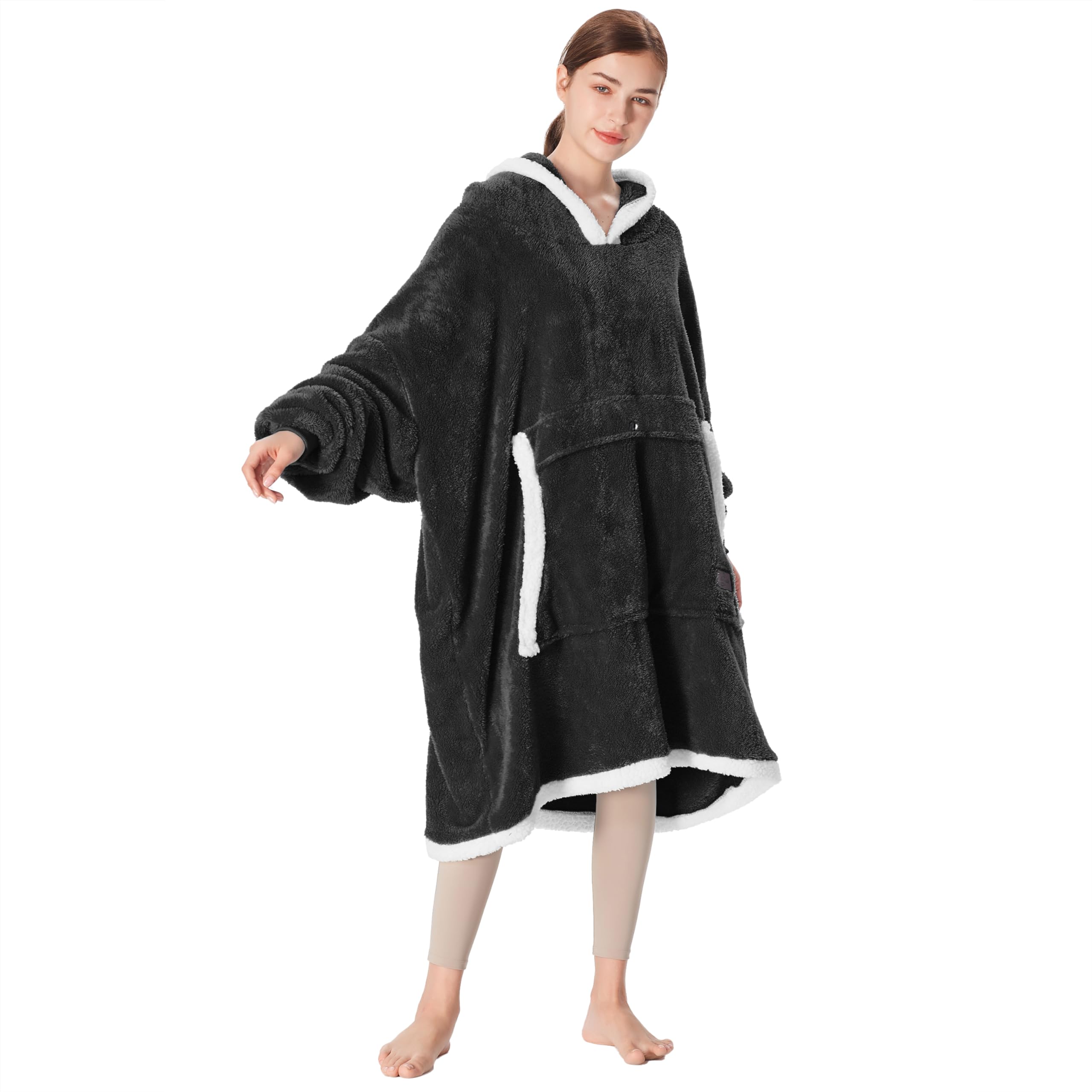Catalonia Oversized Hoodie Blanket Sweatshirt, Wearable Sherpa Fleece Giant Pullover For Adults Men Women Teenagers Wife Girlfri