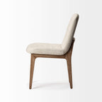 HomeRoots Diamond Tuffed Cream Fabric Wrap with Brown Wood Base Dining Chair