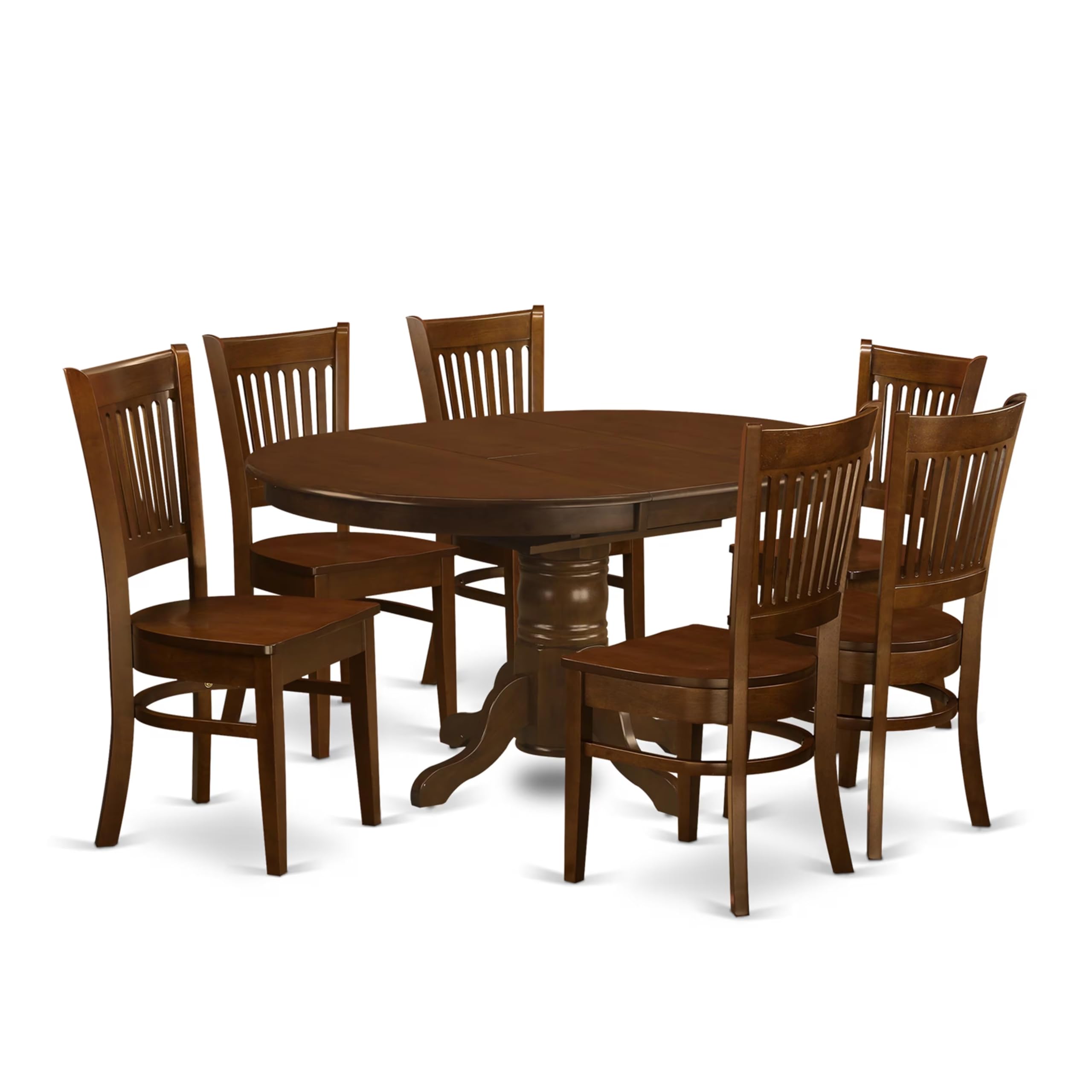 East West Furniture KEVA7-ESP-W 7 Piece Dining Set Consist of an Oval Dining Room Table with Butterfly Leaf and 6 Wood Seat Chairs, 42x60 Inch, Espresso
