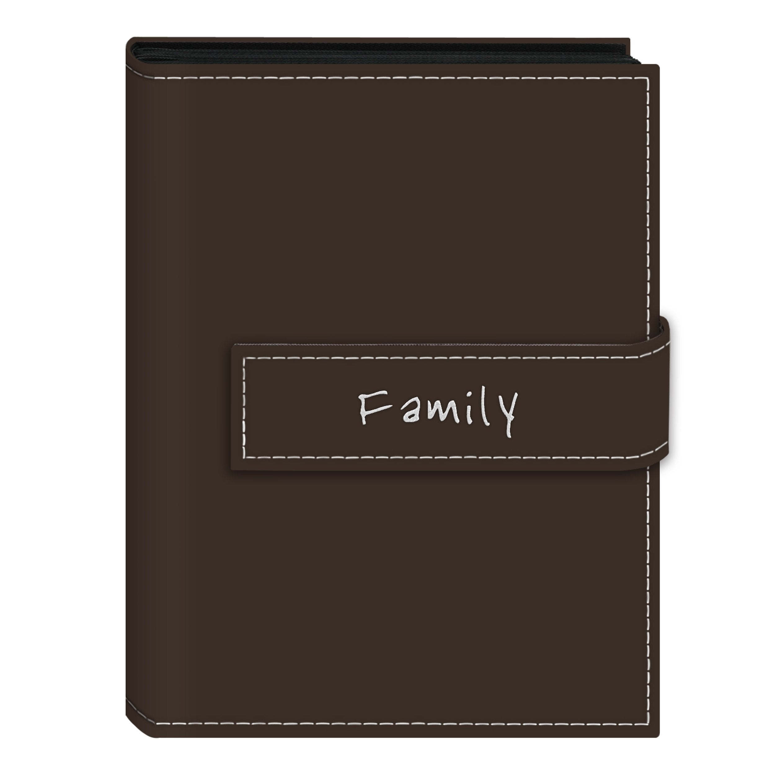 Pioneer Photo Albums EXP-57/BNF 36-Pocket 5 by 7-Inch Embroidered Family Strap Sewn Leatherette Cover Photo Album, Mini, Brown
