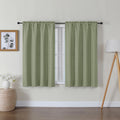 Lecloud Bessie Light Green Curtains 45 Inch Length 2 Panels, Light Filtering Curtains for Bedroom, Faux Linen Textured Window Dr
