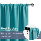 Jiuzhen Blackout Curtains For Bedroom - Thermal Insulated Room Darkening Rod Pocket Curtains For Living Room, Set Of 2 Panels With Tiebacks, 38 X 54 Inch Length, Turquoise