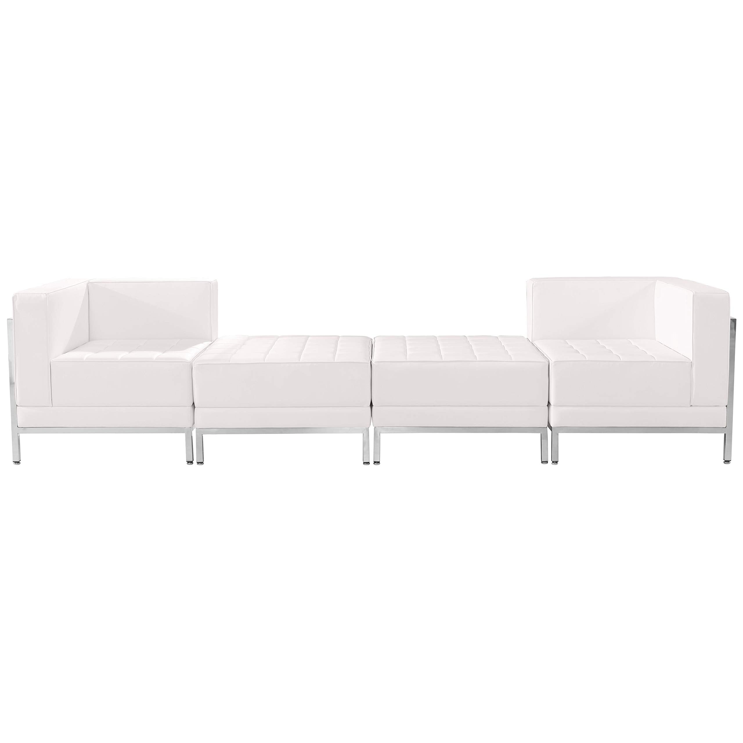 Flash Furniture HERCULES Imagination Series White LeatherSoft 4 Piece Chair & Ottoman Set