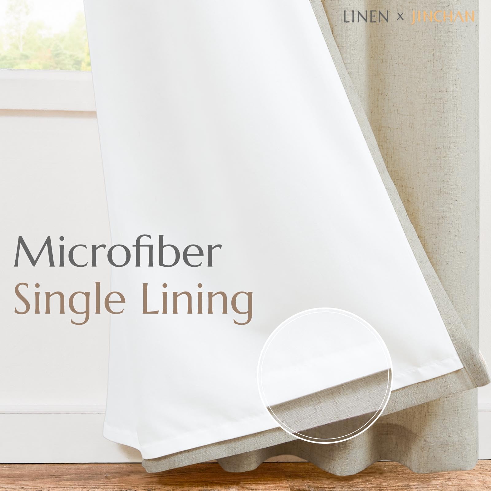 Jinchan Oat Linen Blend Curtains 108 Inches Long For Living Room Extra Long Farmhouse Curtains With Lined Rod Pocket Back Tab Light Filtering Window Drapes With Lined For Bedroom Curtains 2 Panels Oat