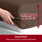 Mellanni Split King Sheet Set - 7-Piece Iconic Collection Bedding, (Including 4 Pillowcases), 16-Inch Deep Pocket, Easy Care, Extra Soft, Cooling Sheets, Brushed Microfiber - Brown