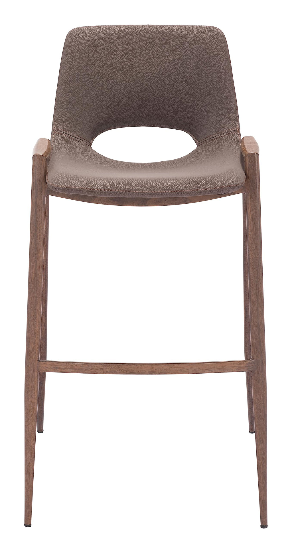 Zuo Desi Walnut 29.3" Engineered Wood & Fabric Barstool in Brown/Walnut