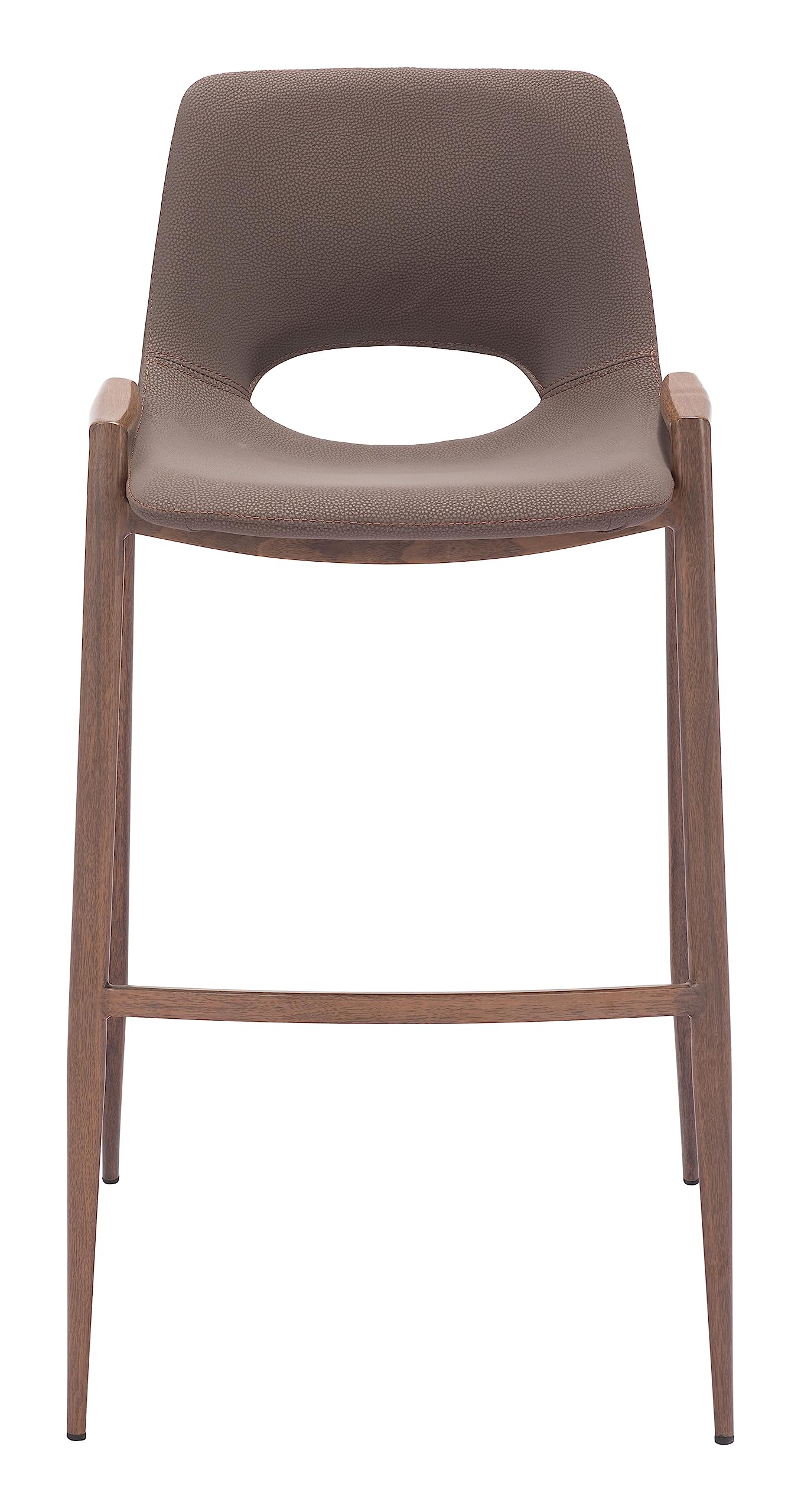 Zuo Desi Walnut 29.3" Engineered Wood & Fabric Barstool in Brown/Walnut