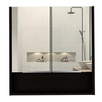 Depot E-Shop Tatacoa Mirror Medicine Cabinet with One Open Shelf and Three Interior Shelves, 24.6" H, Black, Bathroom
