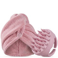chrie Microfiber Hair Towel Wrap and Scalp Massager Scrubber Set, Pink