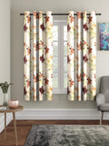 Home Sizzler 2 Pieces 3D Flower Eyelet Polyester Window Curtains  5 Feet, Brown