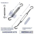 Windscreen4Less Sun Shade Sail Hardware Kit - 8 Inches - Super Heavy Duty - For Rectangle And Square Sun Shade Sail