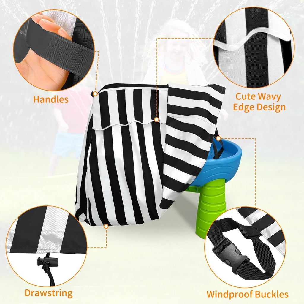 Akefit Kids Water Table Cover Fit Rain Showers Splash Pond Water Table, Waterproof Dustproof Outdoor Toys Cover For Water Table For Toddlers 1-3 - Black White (Cover Only)