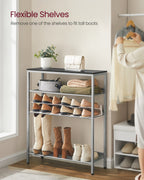 VASAGLE 5-Tier Shoe Rack Organizer - Adjustable, Charcoal Grey & Metallic Silver - Freestanding with Storage Shelves - Model ULBS038E22