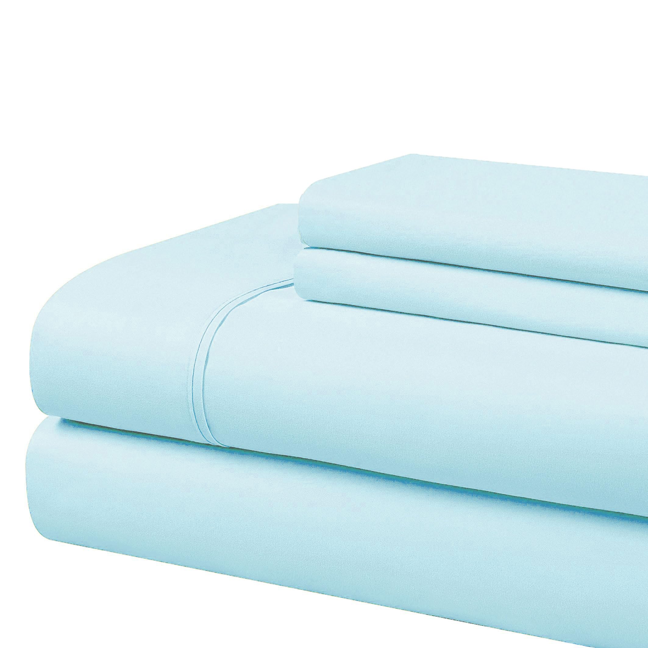 Cathay Home Essentials Ultra Soft Hypoallergenic Wrinkle Resistant Double Brushed Microfiber Bedding Sheet Set, Aqua, Twin