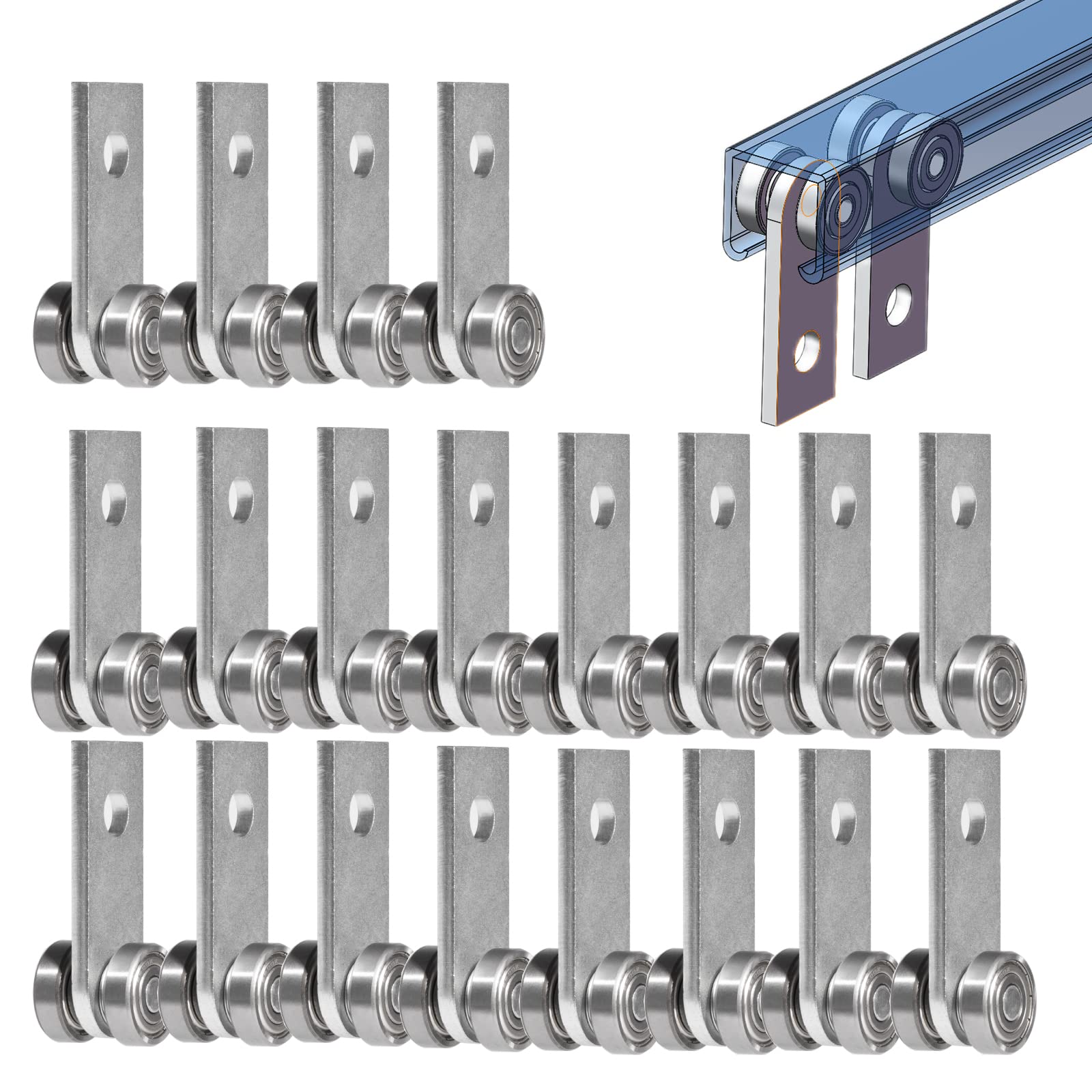 SKTREX 2 Wheel Trolley Assembly Rollers Two Bearing Trolley Assembly for 1-5/8 Wide and All 1-5/8 or Taller Strut Channel 20 pcs