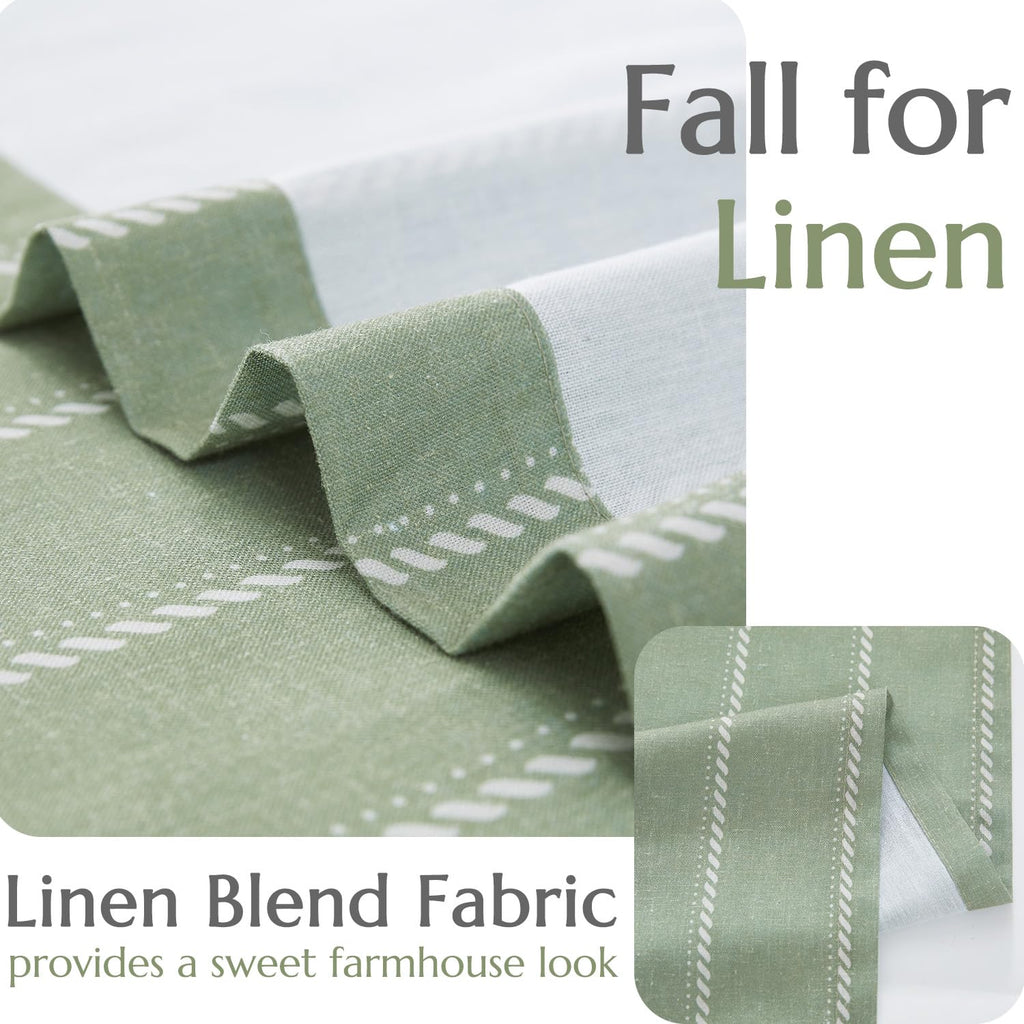 Jinchan Nautical Kitchen Curtains Striped Linen Curtains 36 Inches Farmhouse Tier Curtains Cafe Curtains For Living Room Bathroom Laundry Rv Rustic Half Window Curtains Light Filtering 2 Panels Green