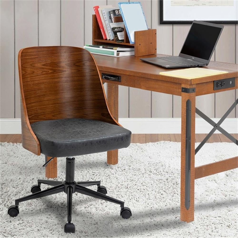 American Furniture Classics AW804 Office Chair, Black and Wood