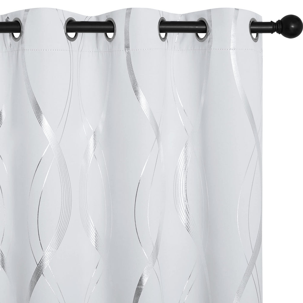 Nicetown Greyish White Room Darkening Curtain Panels - Window Treatment Thermal Insulated Grommet Room Darkening Curtains/Panels/Drapes For Bedroom (2 Panels, 34 By 63)
