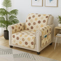 Story@Home Quilted Sofa Cover 1 Seater Fully Covered Stretchable Microfiber Sofa Cover 1 Seater 60 X 175 Cm Beige & White Geomet
