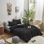 Houseri Black California King Comforter Set All Black Bedding Cal King Comforter Set Solid Black Cali King Comforter Simple Styl