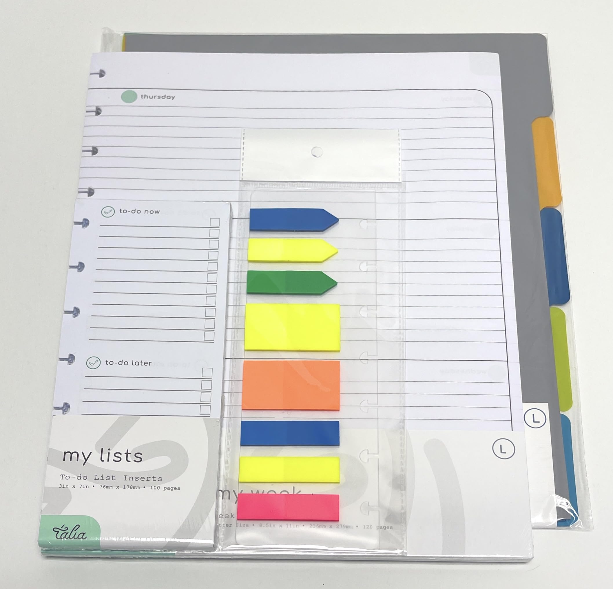 Talia Discbound Notebook Refills (Weekly Undated Org Kit - Horizontal, Letter (8.5In X 11In))