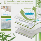 Grt California King Mattress Protector Waterproof, Rayon From Bamboo, Cooling Quilted Fitted Mattress Pad, Noiseless Waterproof
