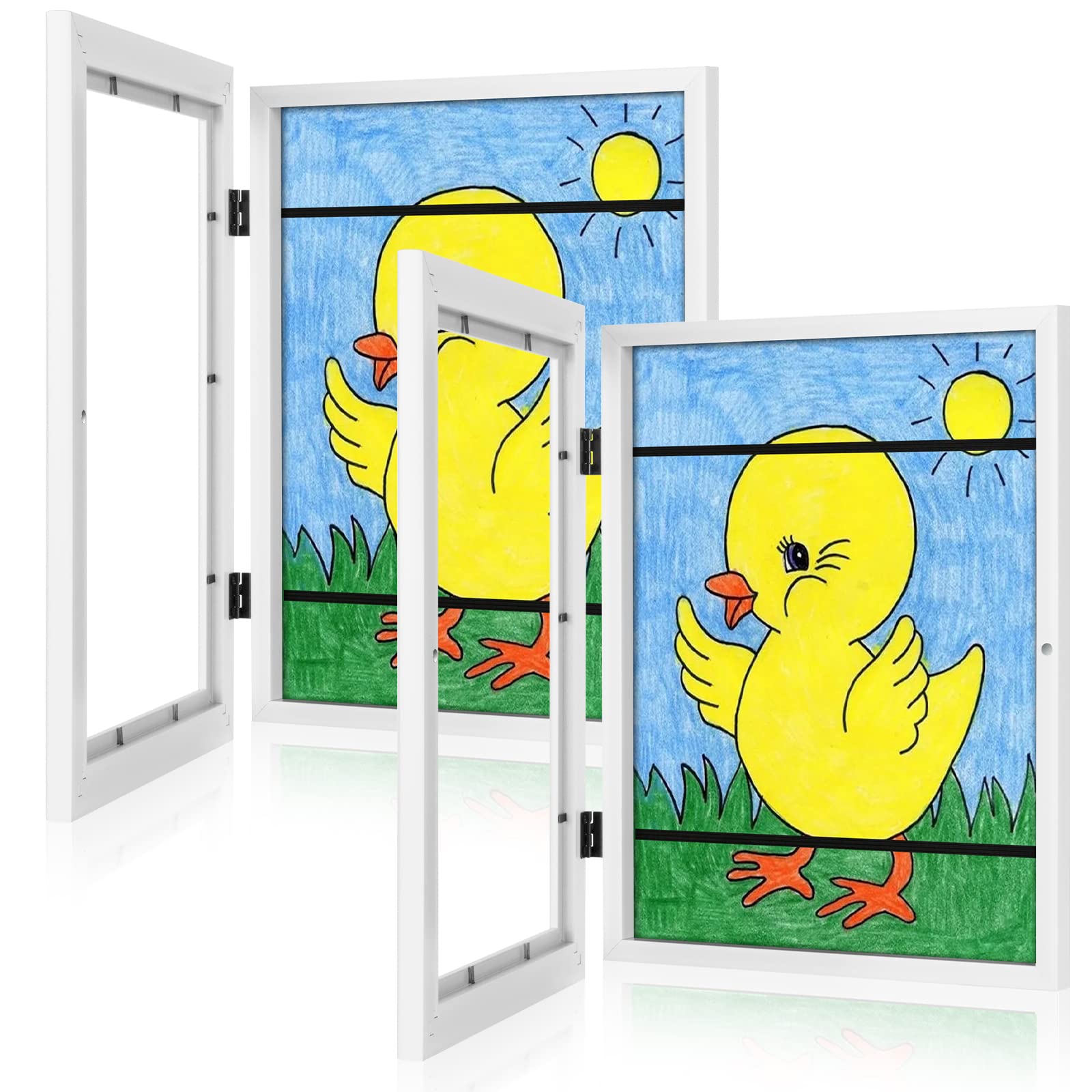 [2Pack] Kids Art Frames, 9x12 Front Opening Kids Artwork Frames Changeable, White Artwork Display Storage Frame for Wall, Holds 