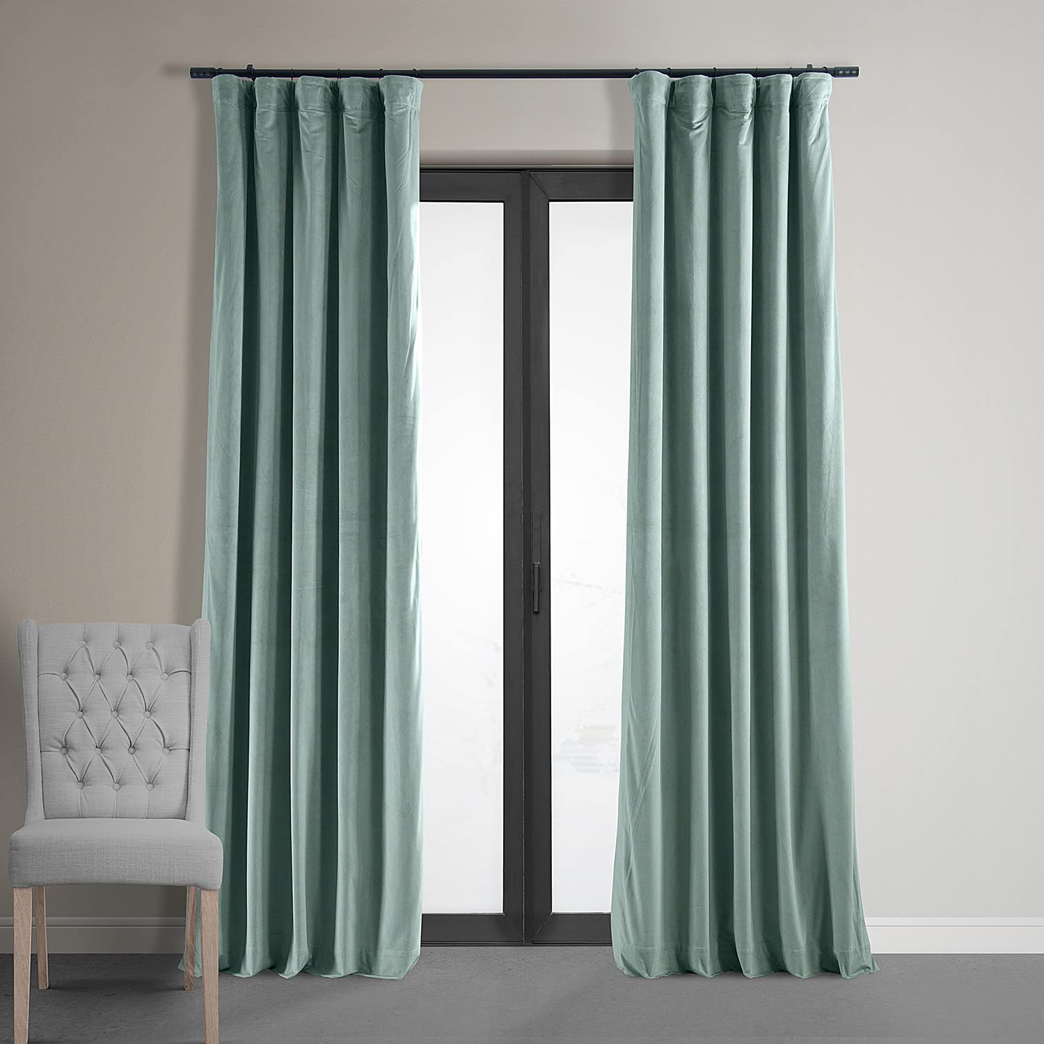 Hpd Half Price Drapes Signature Velvet Thermal Blackout Curtains For Living Room 120 Inch Long (1 Panel) Rod Pocket Insulated Blackout Curtains For Bedroom Window Curtains, 50W X 120L, Skylark Blue