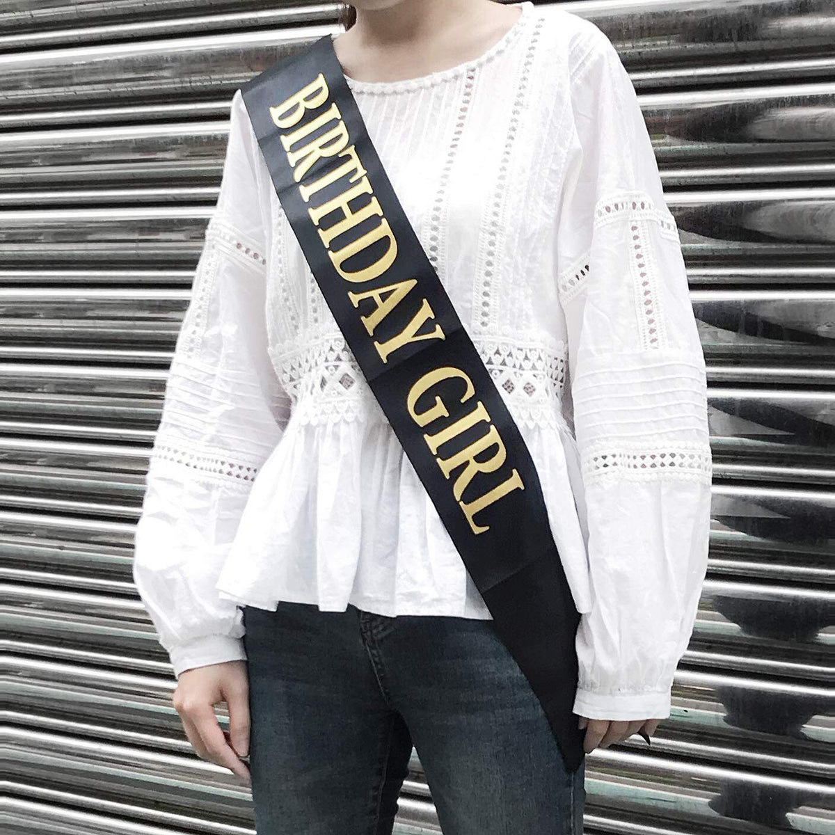 Dadam Birthday Sash For Girls Black Satin Birthday Girl Sash With Gold Glitter Lettering Party Favors, Supplies And Decorations