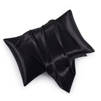 Hommxjf Satin Pillowcases With Zipper (20X30),Queen Size Pillowcases Set Of 2, Black Silk Pillowcase For Hair And Skin