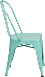 Commercial Grade 31.5 Square Green Metal Indoor-Outdoor Table Set with 4 Stack Chairs