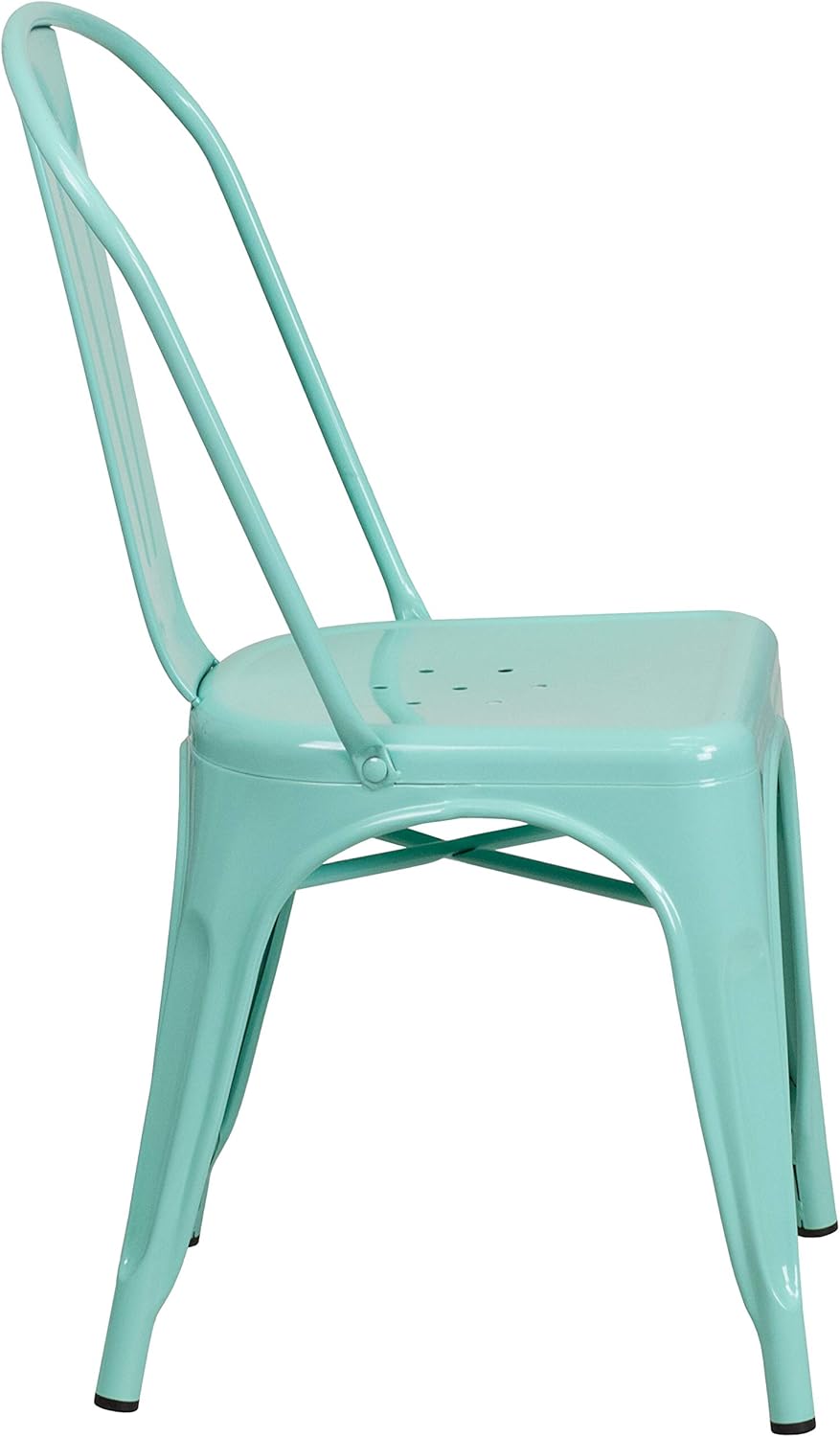 Commercial Grade 31.5 Square Green Metal Indoor-Outdoor Table Set with 4 Stack Chairs