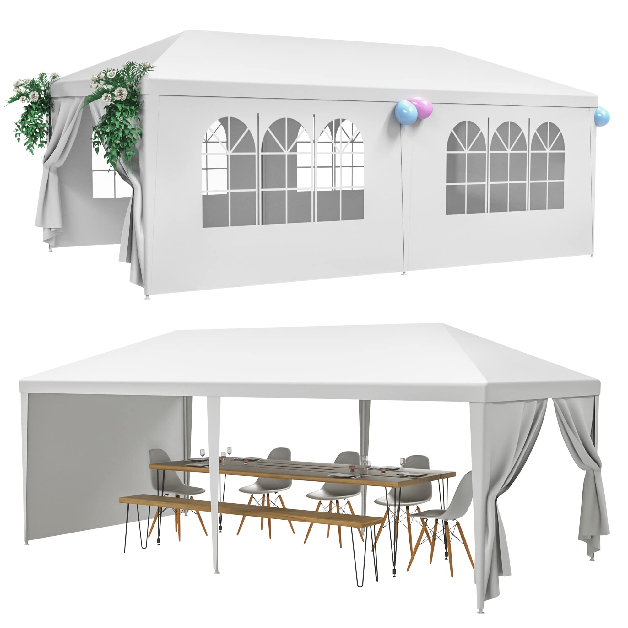 Homgarden 10'X20' Outdoor Canopy Tent Camping Gazebo Storage Shelter Pavilion Cater For Party Wedding Events Bbq W/4 Removable E