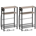 Hoobro Small Narrow Side Table With Charging Station Set Of 2, Skinny End Table For Small Spaces, Slim Nightstand With Usb Ports Outlet, Sofa Beside Table With Storage Shelf Bg102Ubzp201