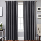 H.Versailtex Blackout Curtains Thermal Insulated Window Treatment Panels Room Darkening Blackout Drapes For Living Room Back Tab/Rod Pocket Bedroom Draperies, 52 X 96 Inch, Charcoal Gray, 2 Panels