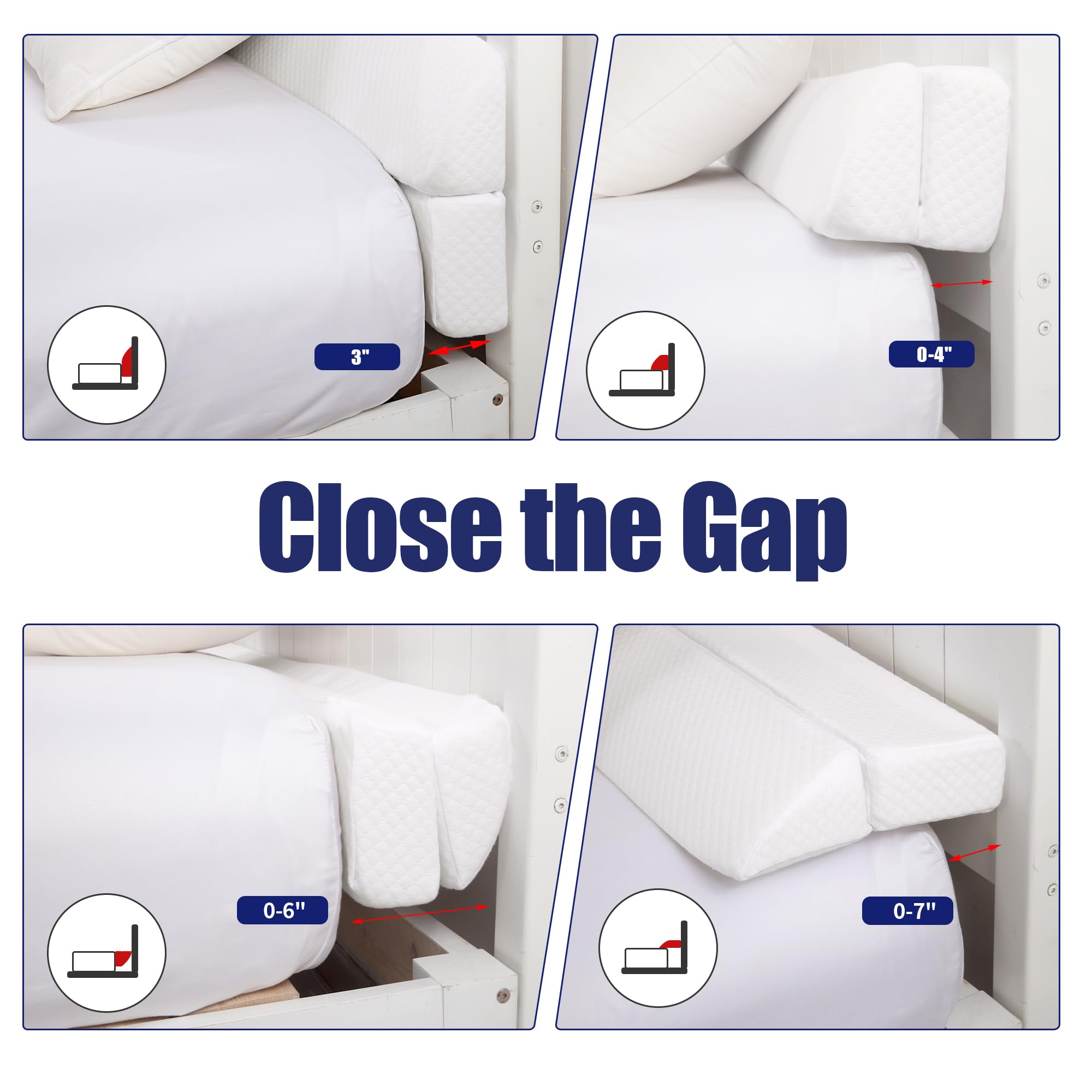 HOMBYS Wedge Pillow Headboard Gap Filler, King Size, Foldable, White, Fits 0-7" Gap Between Headboard and Mattress