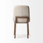 HomeRoots Diamond Tuffed Cream Fabric Wrap with Brown Wood Base Dining Chair