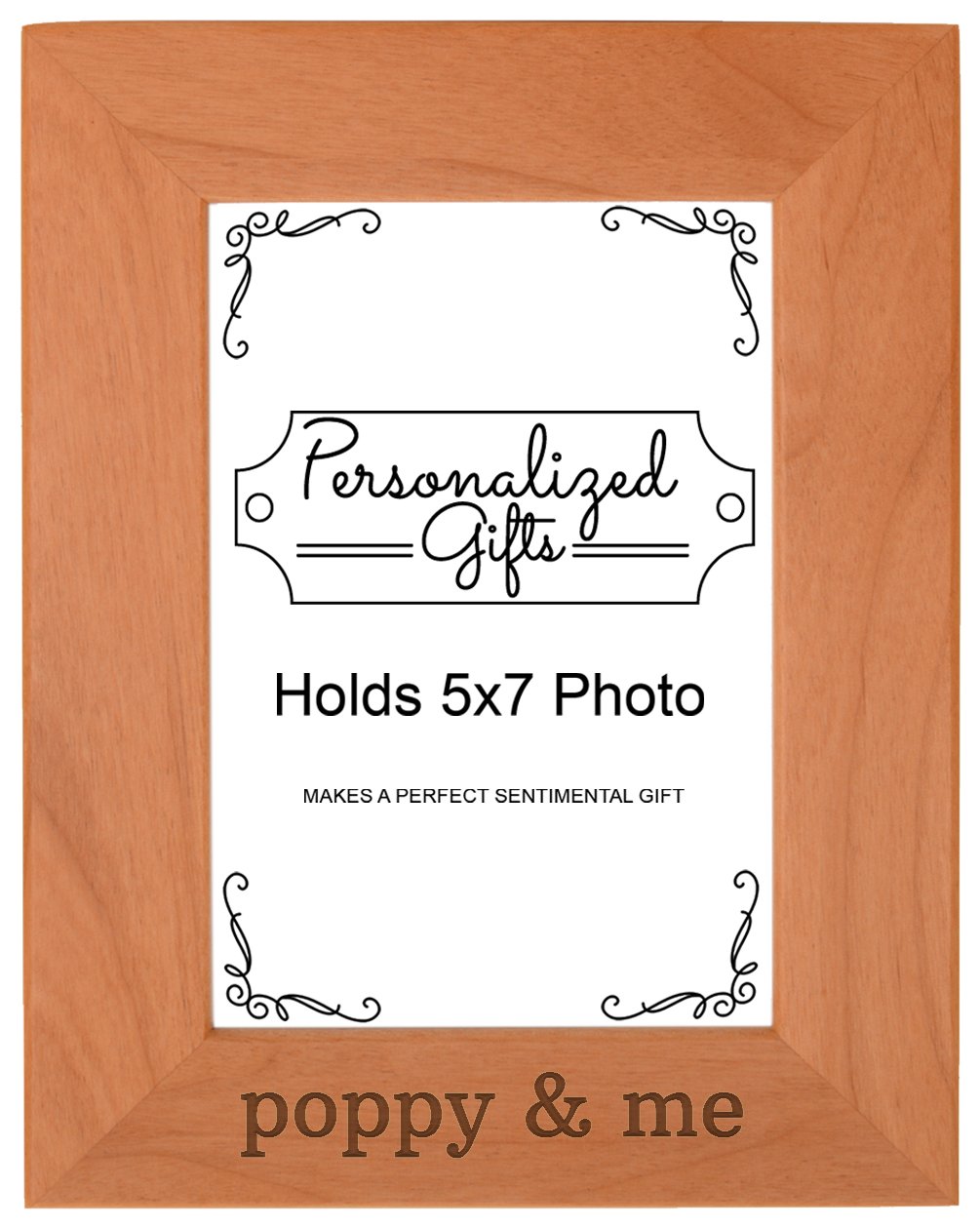 Personalized Gifts Grandpa Gift Poppy and Me Grandchild Natural Wood Engraved 5x7 Portrait Picture Frame Wood