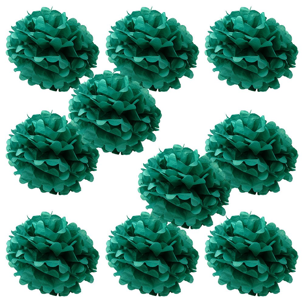 WYZworks Set of 10 - Aqua Green 10 - (10 Pack) Tissue Pom Poms Flower Party Decorations for Weddings, Birthday, Bridal, Baby Sho
