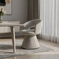 Dark Gray Boucle Partially Open Back Swivel Dining Arm Chair