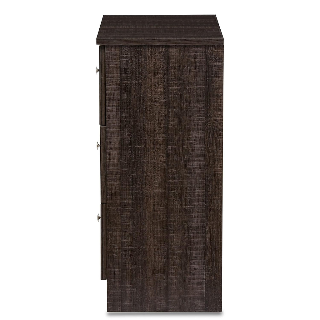 Baxton Studio Decon 25.6-inch High 3-Drawer Chest, Brown (119-6495-HiT)