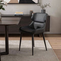 Black Faux Leather and Steel Wing Back Dining Side Chair