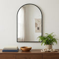 35 Black Metal Arch Framed Accent Mirror