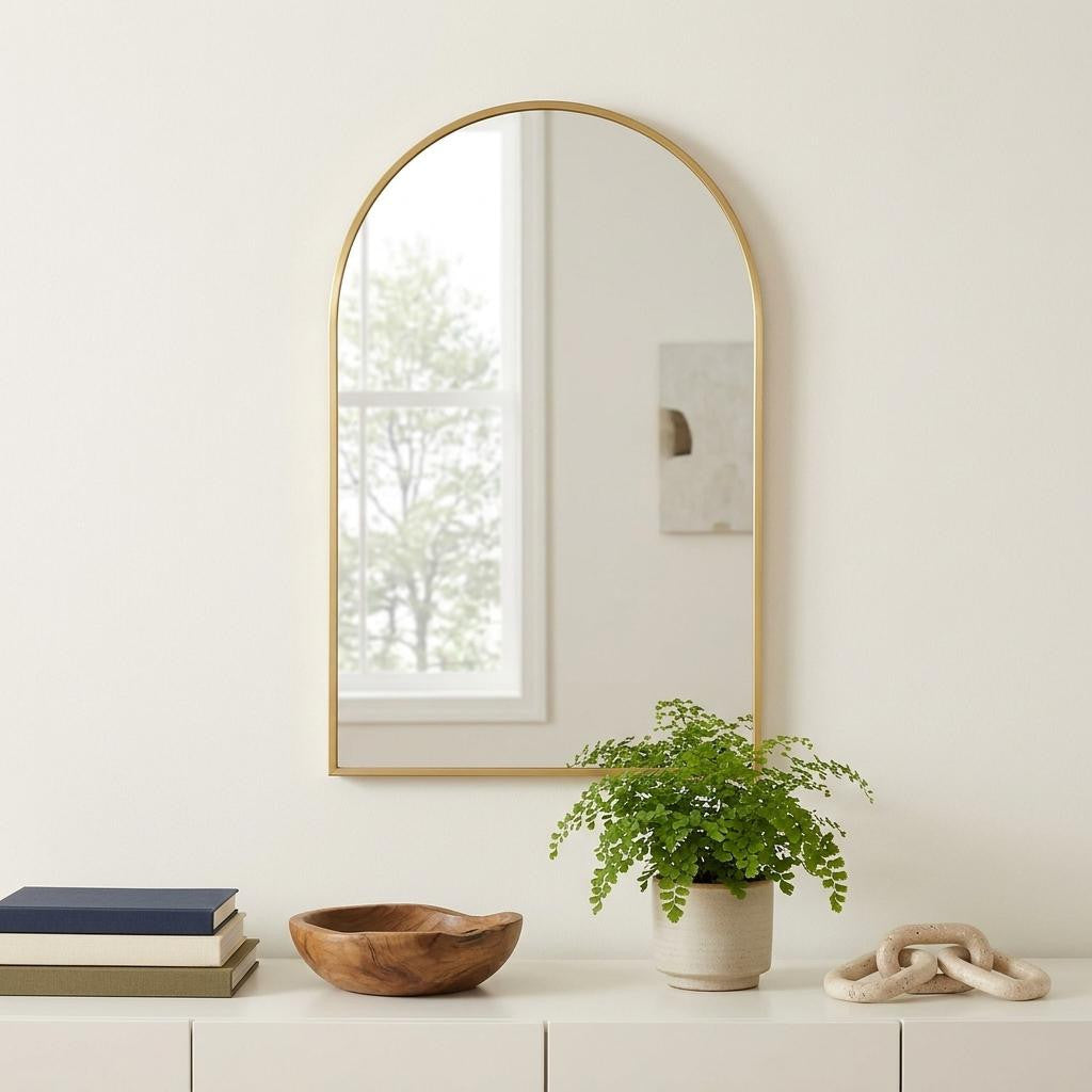 38 Gold Metal Arch Framed Accent Mirror