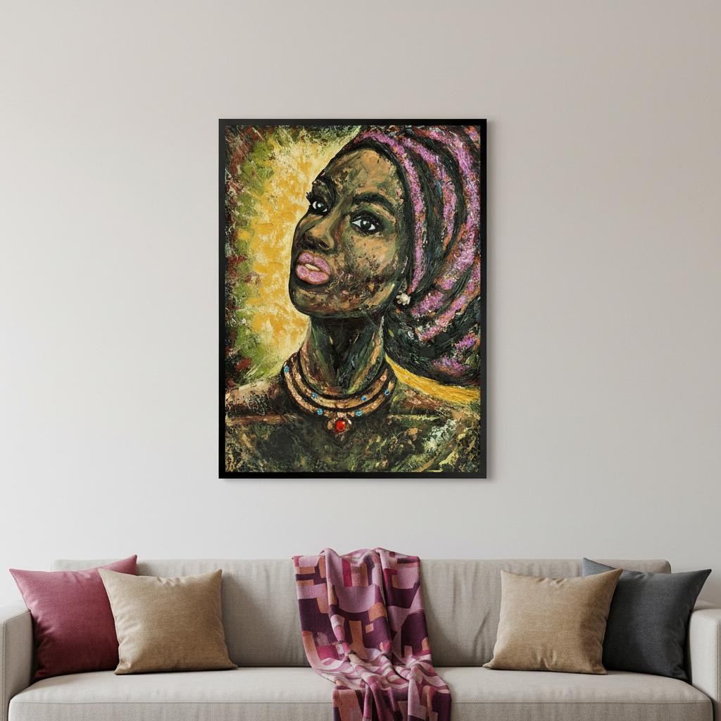 39 x 30 African Portrait Floater Frame Canvas Wall Art