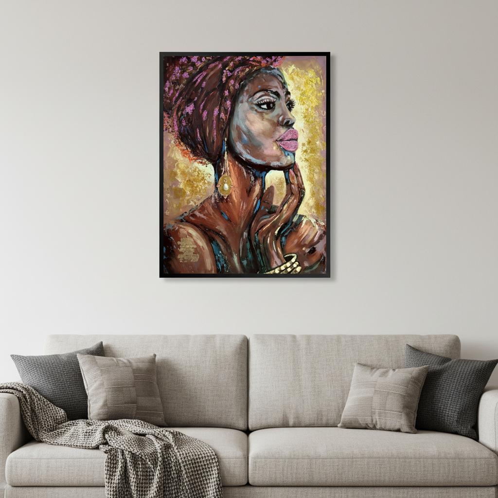 39 x 30 African Profile Floater Frame Canvas Wall Art